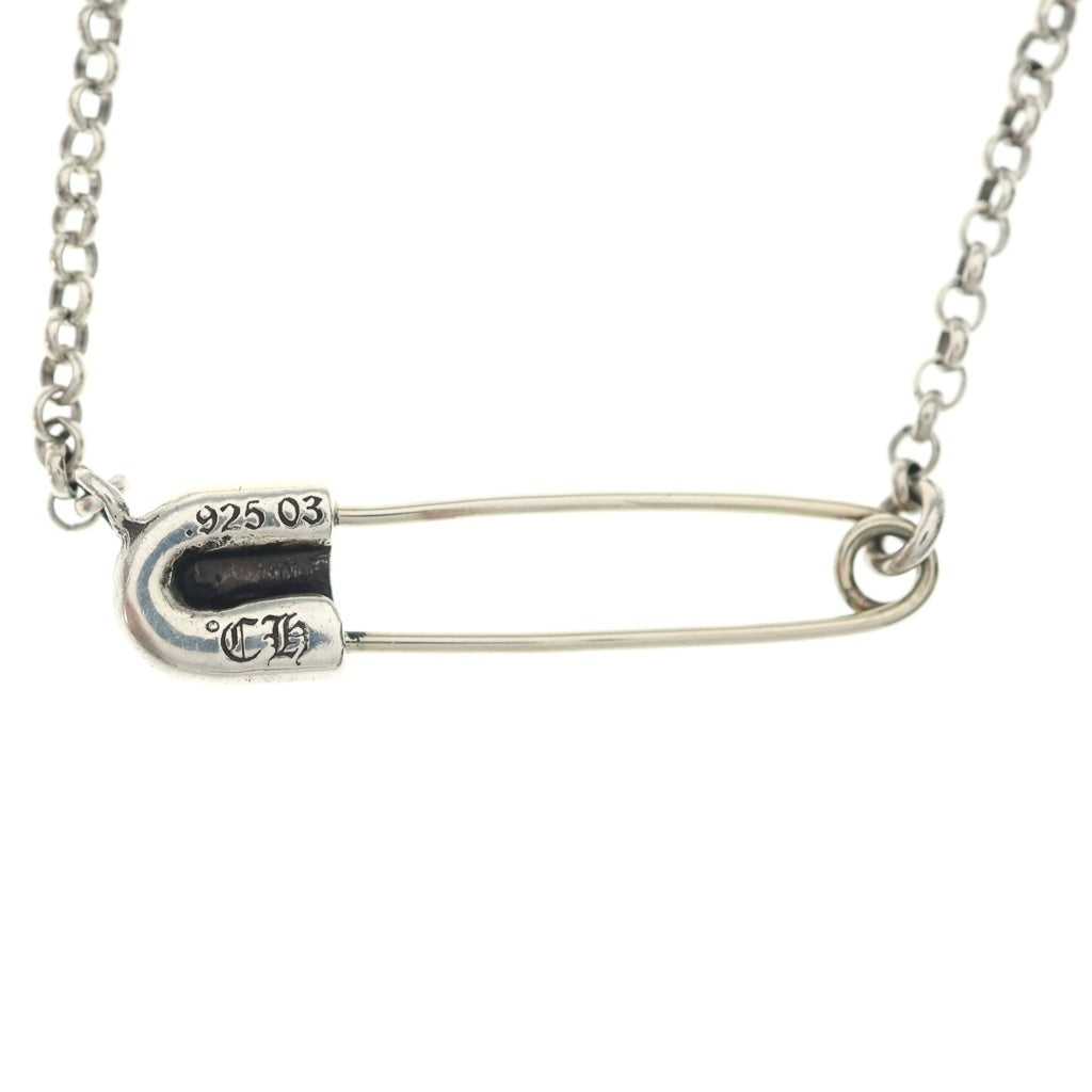 CHROME HEARTS(クロムハーツ) SAFETY PIN R20 1DIAセーフティピンロールチェーン 1ダイヤシルバーネックレス