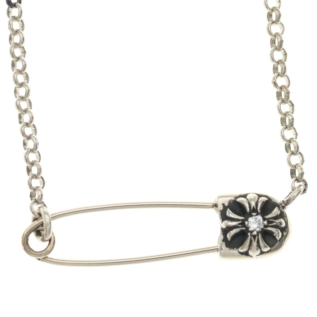 CHROME HEARTS(クロムハーツ) SAFETY PIN R20 1DIAセーフティピンロールチェーン 1ダイヤシルバーネックレス