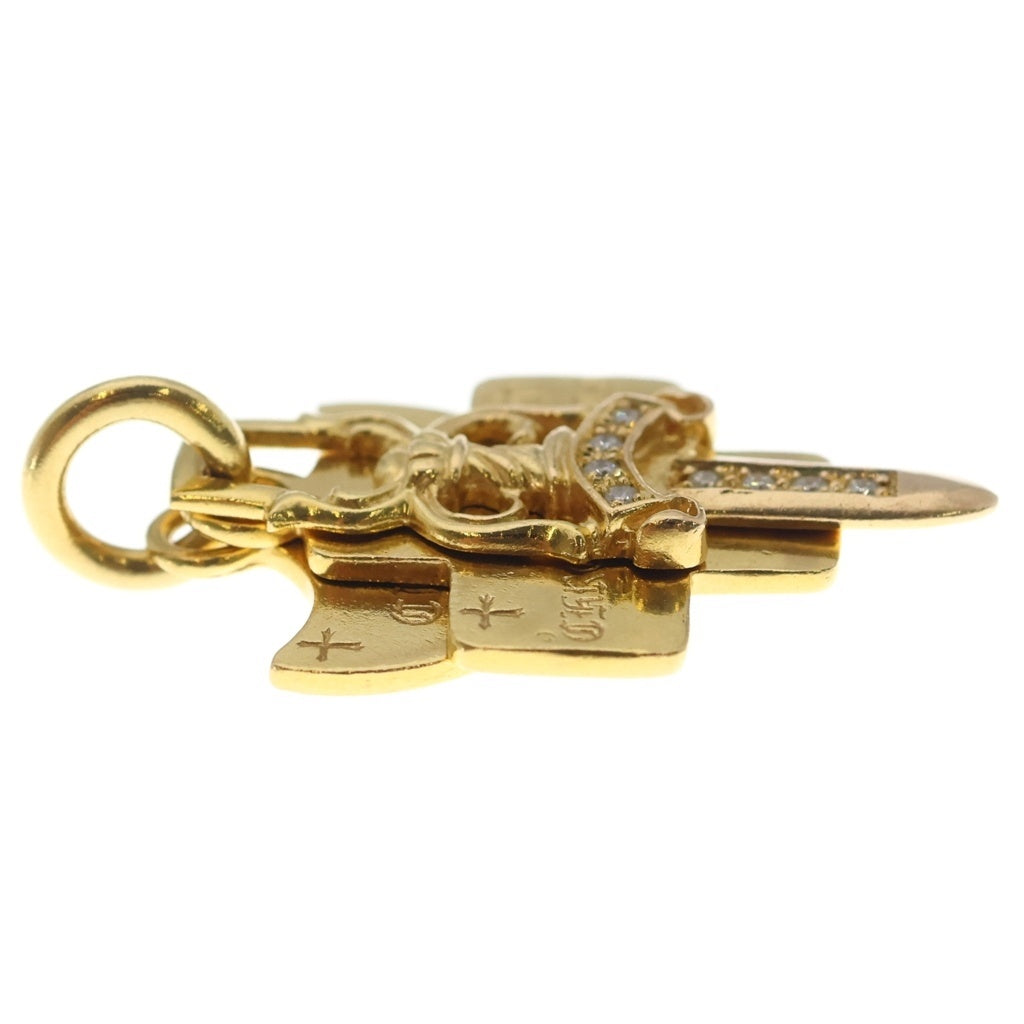 CHROME HEARTS(クロムハーツ) 22K 3TRINKETS P D 22Kスリートリンケッツ PAVEダイヤ ゴールドネックレストップ