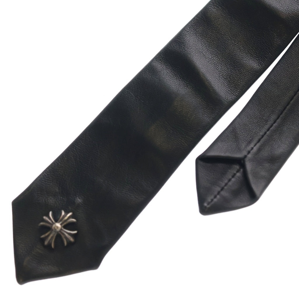 CHROME HEARTS(クロムハーツ) TIE NEK SKNNY LTHR レザーネクタイ CHプラスモチーフネクタイ ブラック