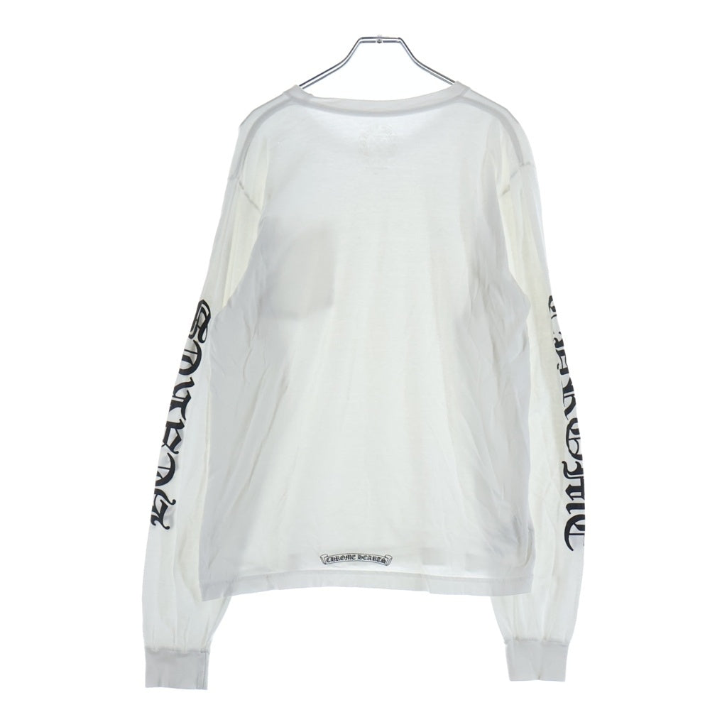 CHROME HEARTS(クロムハーツ) CH LS 1 ネックロゴ アームプリントクルーネック長袖Tシャツ ホワイト/ブラック