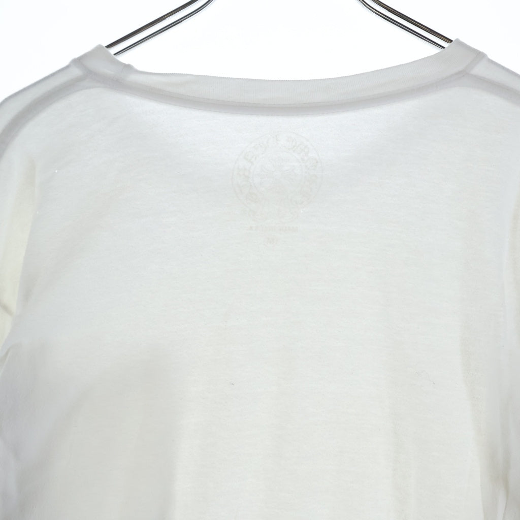 CHROME HEARTS(クロムハーツ) CH LS 1 ネックロゴ アームプリントクルーネック長袖Tシャツ ホワイト/ブラック