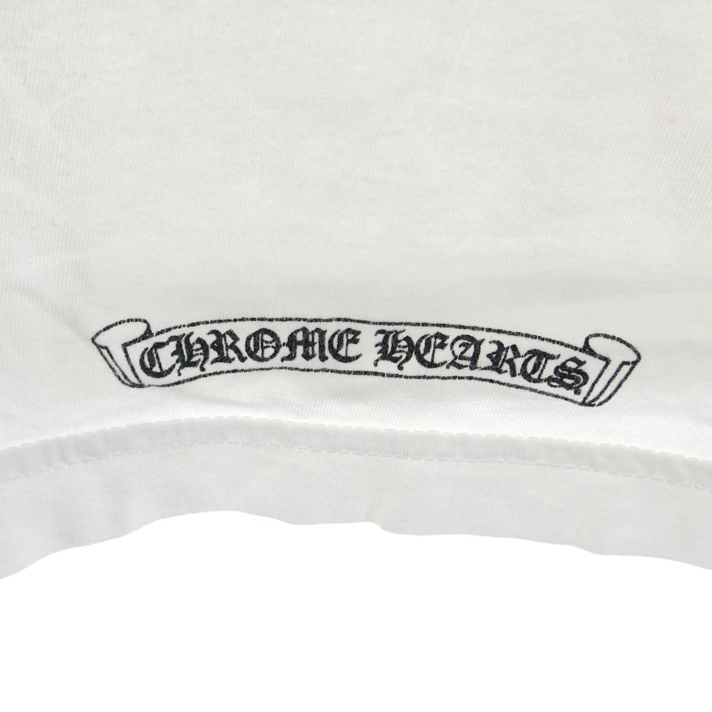 CHROME HEARTS(クロムハーツ) CH LS 1 ネックロゴ アームプリントクルーネック長袖Tシャツ ホワイト/ブラック