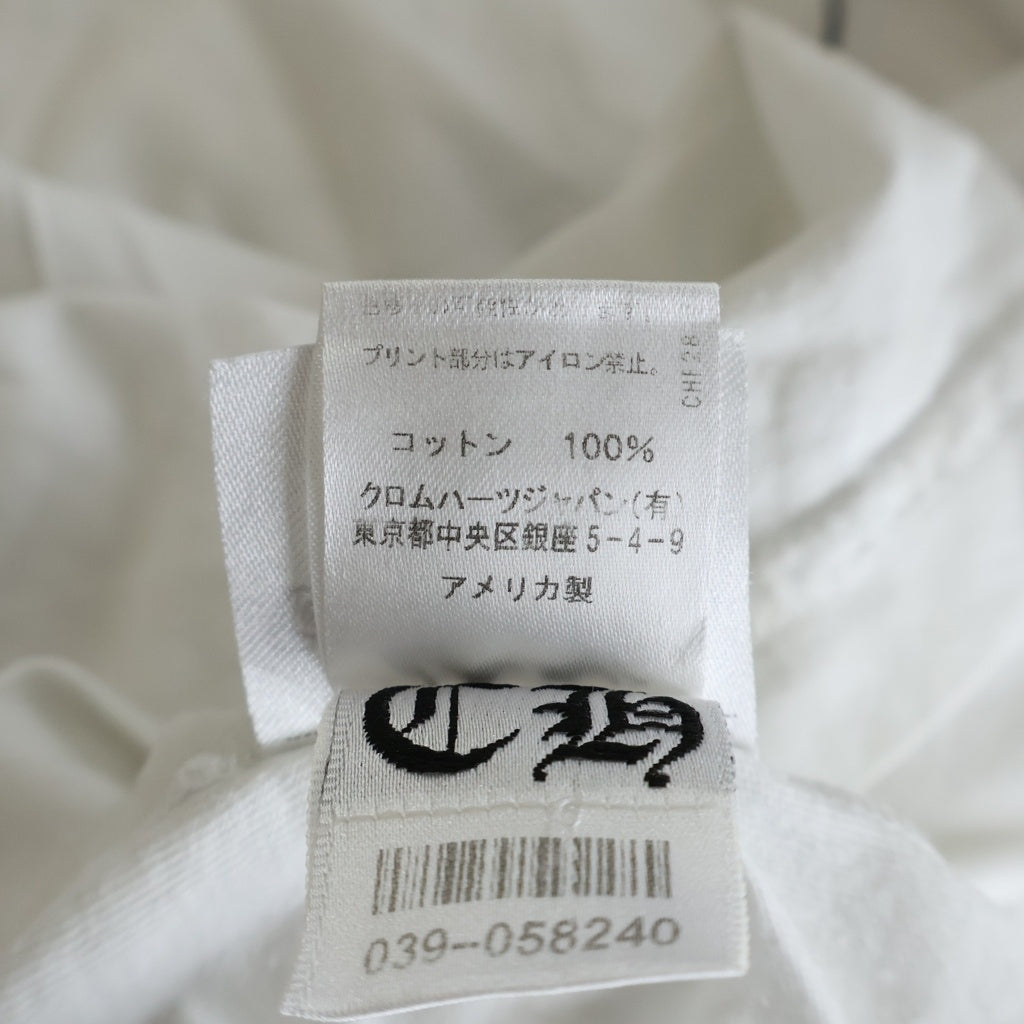CHROME HEARTS(クロムハーツ) CH LS 1 ネックロゴ アームプリントクルーネック長袖Tシャツ ホワイト/ブラック