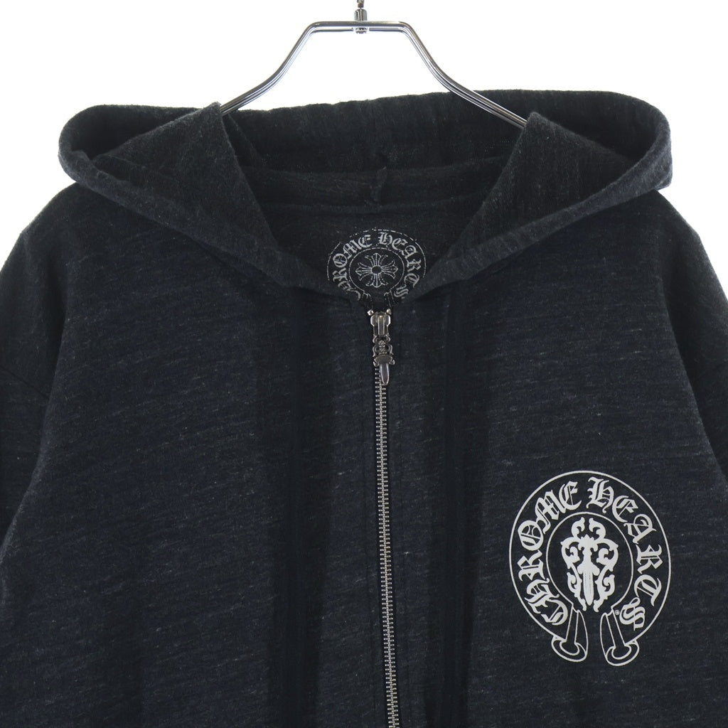CHROME HEARTS(クロムハーツ) AMERICAN FLAG TRIPLE CROSS SWTSHRT HD ZIP アメリカンフラッグトリプルクロス ジップパーカー ブラック