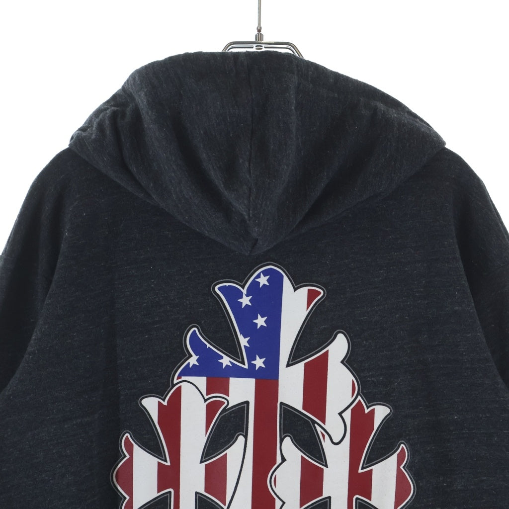 CHROME HEARTS(クロムハーツ) AMERICAN FLAG TRIPLE CROSS SWTSHRT HD ZIP アメリカンフラッグトリプルクロス ジップパーカー ブラック