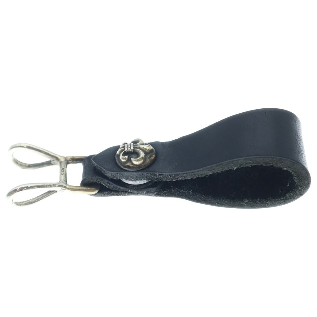 CHROME HEARTS(クロムハーツ) BELT LOOP BSフレアボタンレザーベルトループ シルバー/ブラック BCA401