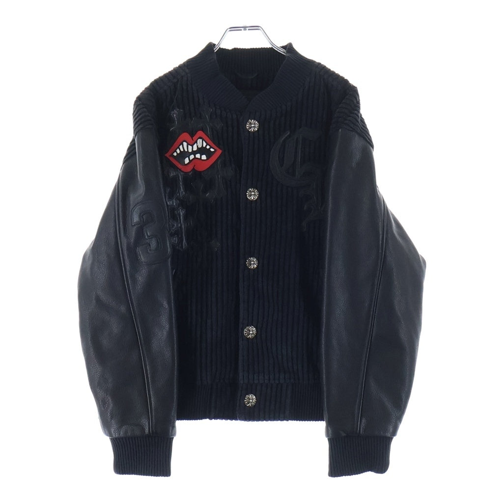 CHROME HEARTS(クロムハーツ) ×MATTY BOY PPO LETTERMAN マッティボーイ レターマン CHマルチレザーパッチコーデュロイレザースリーブブルゾン ブラック/レッド