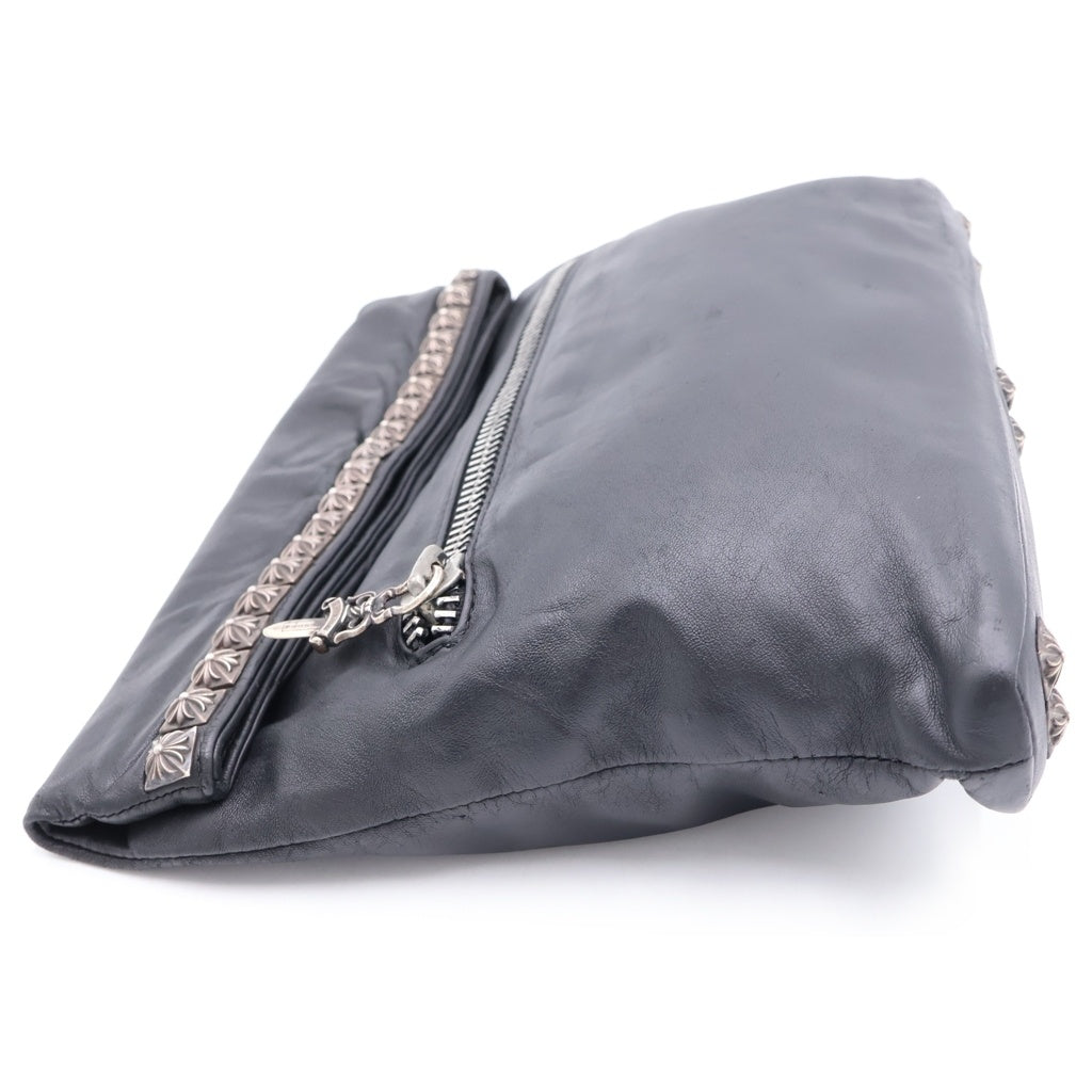 CHROME HEARTS(クロムハーツ) CLUTCH BAG W PYRAMID STUDS ゼロピラミッドスタッズ装飾レザークラッチバッグ ブラック/シルバー