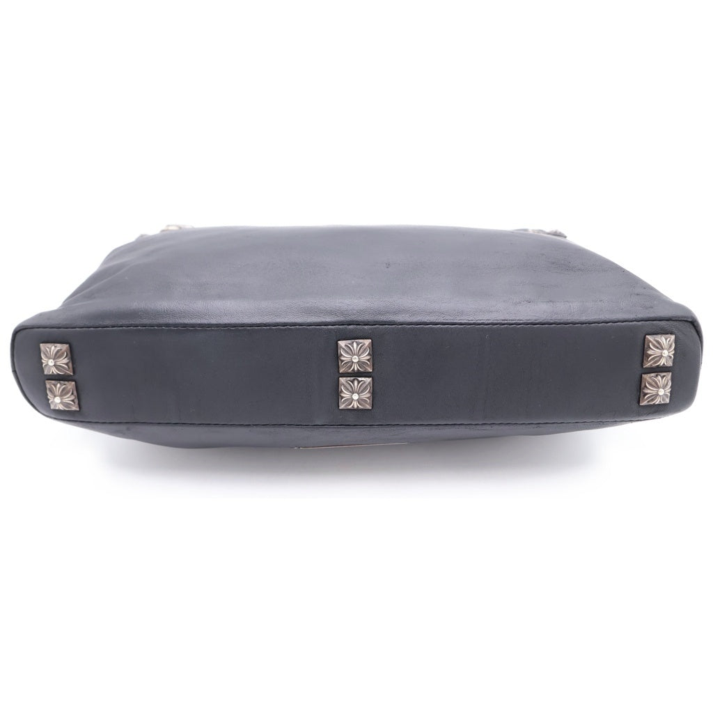 CHROME HEARTS(クロムハーツ) CLUTCH BAG W PYRAMID STUDS ゼロピラミッドスタッズ装飾レザークラッチバッグ ブラック/シルバー