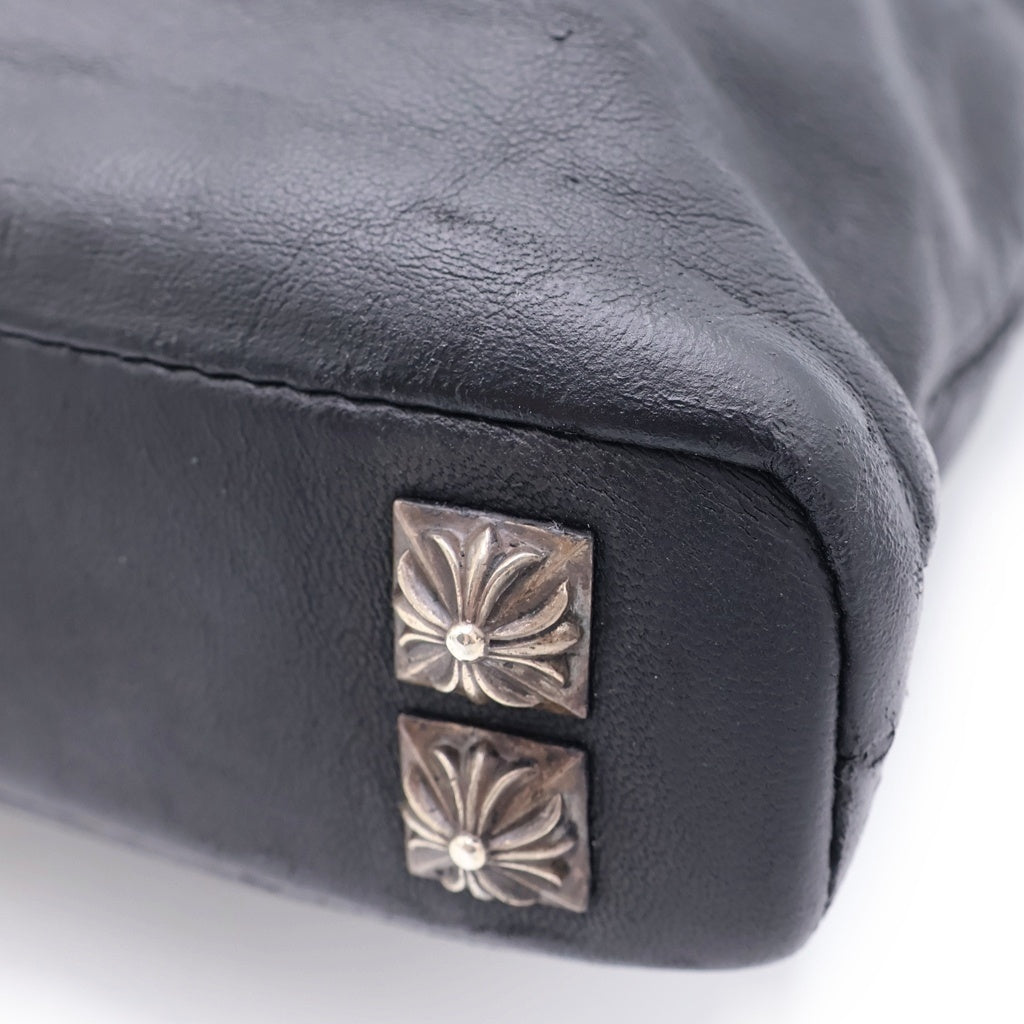 CHROME HEARTS(クロムハーツ) CLUTCH BAG W PYRAMID STUDS ゼロピラミッドスタッズ装飾レザークラッチバッグ ブラック/シルバー