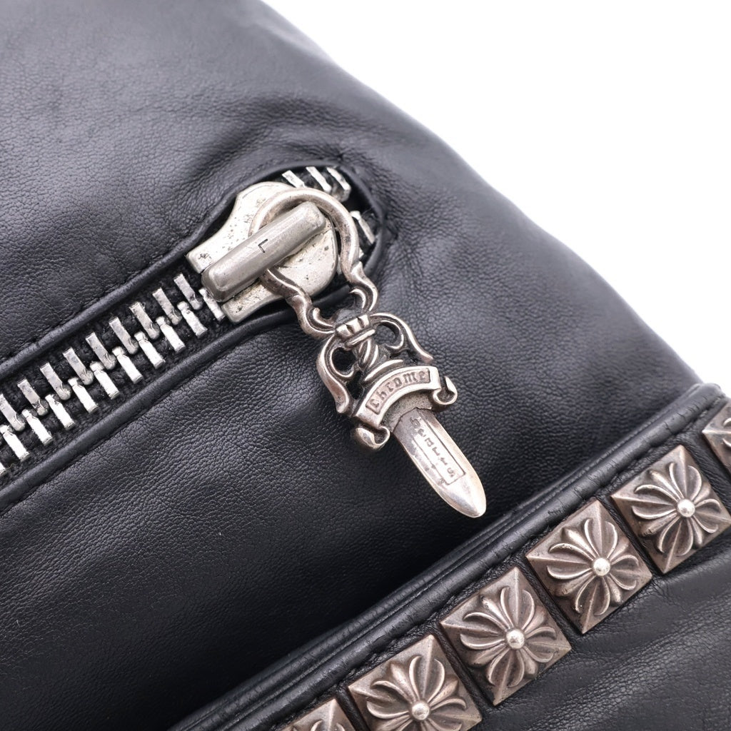 CHROME HEARTS(クロムハーツ) CLUTCH BAG W PYRAMID STUDS ゼロピラミッドスタッズ装飾レザークラッチバッグ ブラック/シルバー