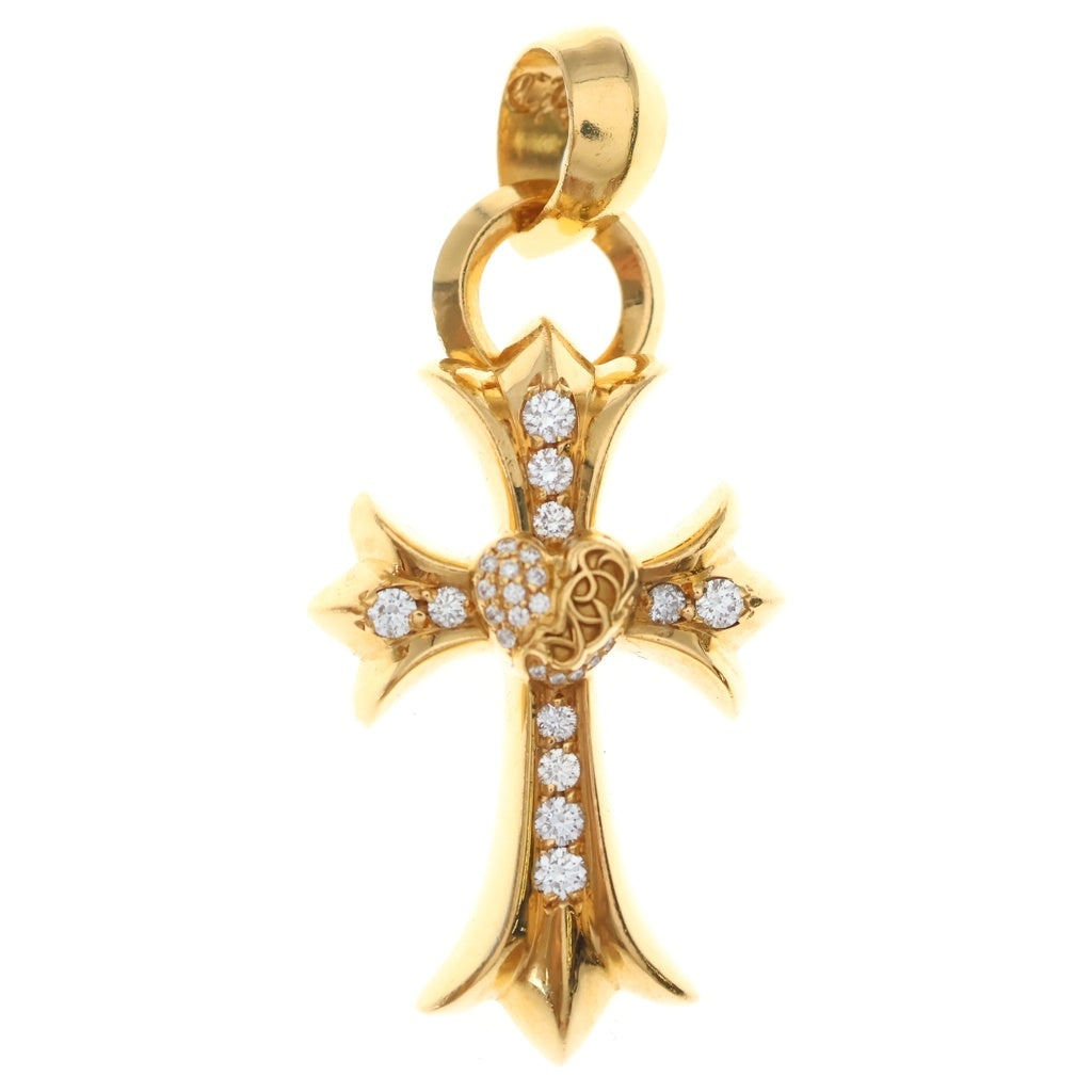 CHROME HEARTS(クロムハーツ) 22K CH CRS HRT P DIA W BALE スモールCHクロスハート PAVEダイヤ ゴールドネックレストップ