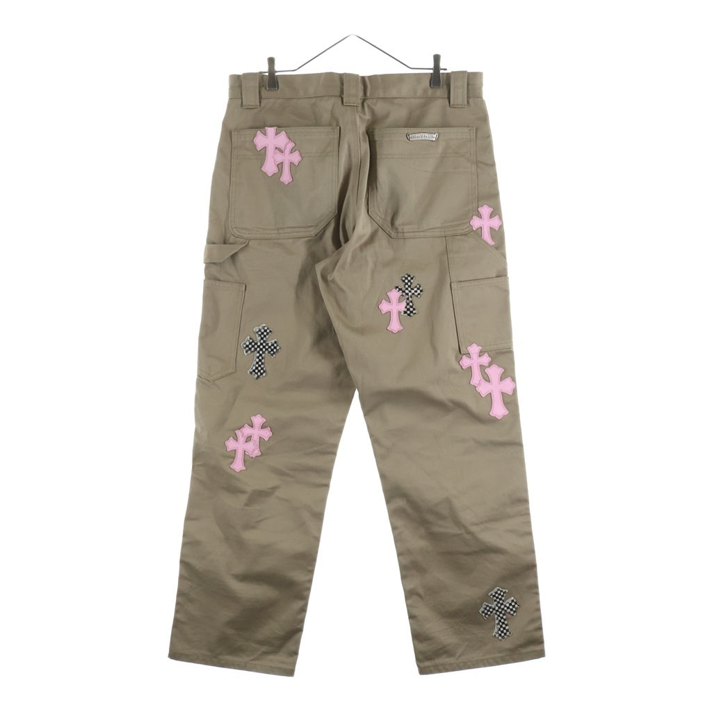 CHROME HEARTS(クロムハーツ) CARPENTER CNVS CEME CRS クロスパッチ付カーペンターロングパンツ ベージュ/ピンク -