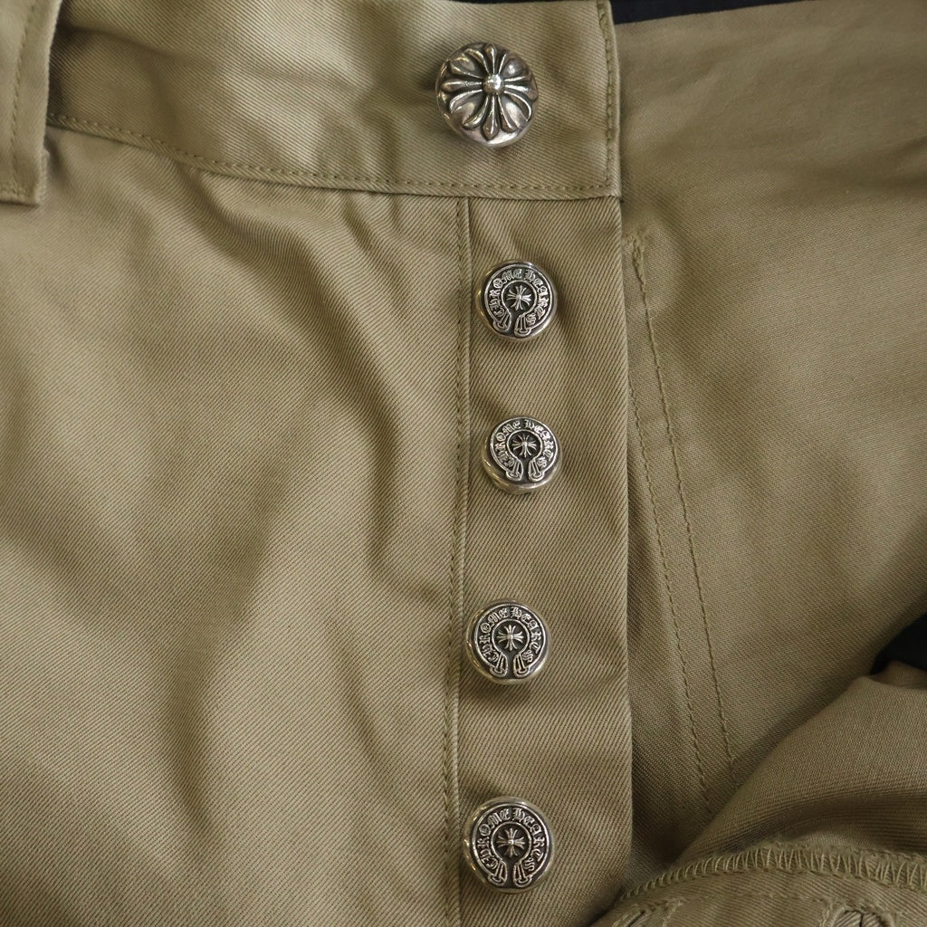 CHROME HEARTS(クロムハーツ) CARPENTER CNVS CEME CRS クロスパッチ付カーペンターロングパンツ ベージュ/ピンク -