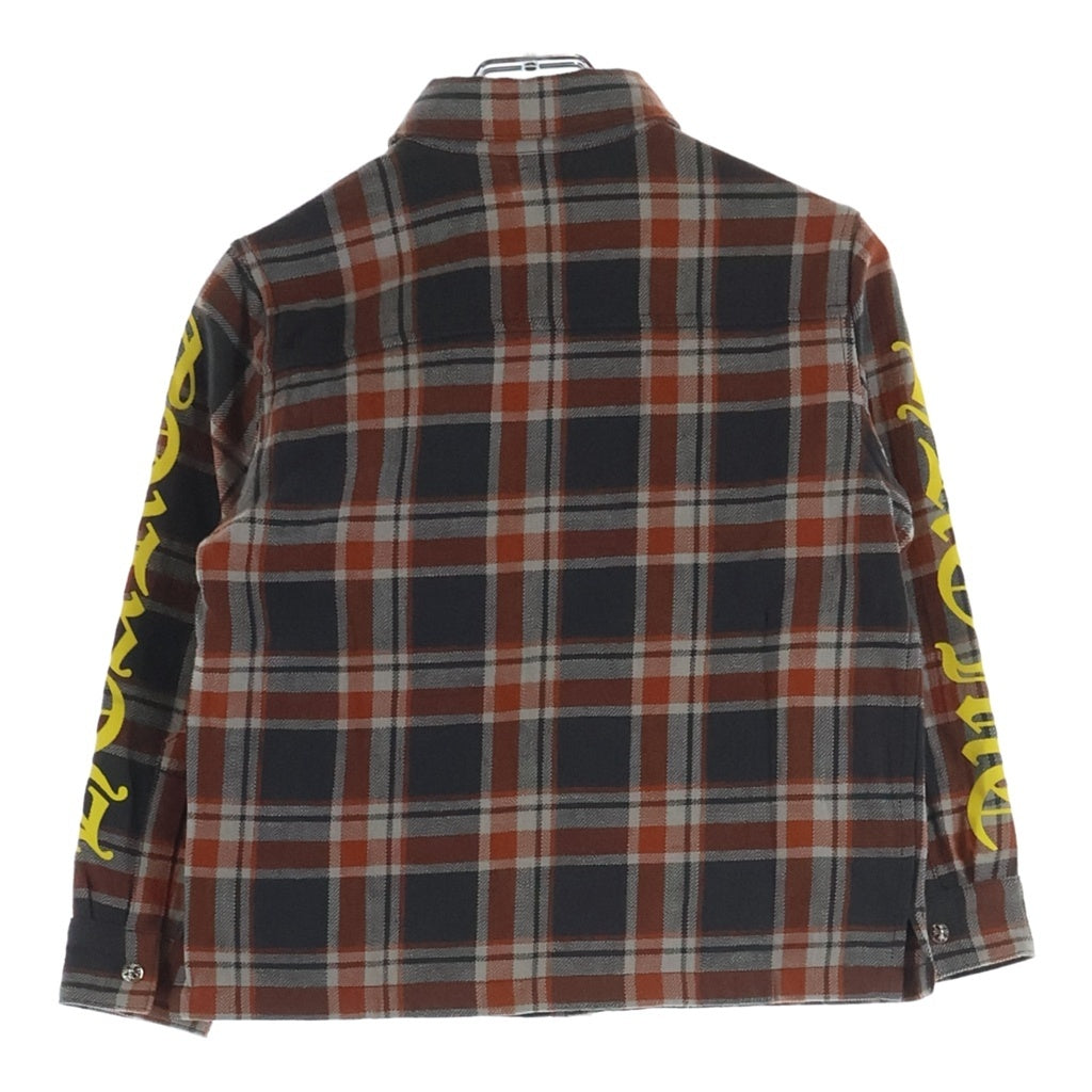 CHROME HEARTS(クロムハーツ) WORKN JNKYD PLD 袖フローラルプリントチェック柄シャツブルゾン レッド/オレンジ/グレー