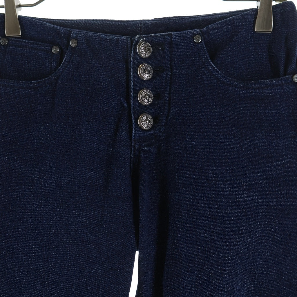 CHROME HEARTS(クロムハーツ) CRS BTN CROSS PATCH DENIM PANTS クロスパッチ付き クロスボールボタン スクロールラベル ボタンフライデニムパンツ インディゴ