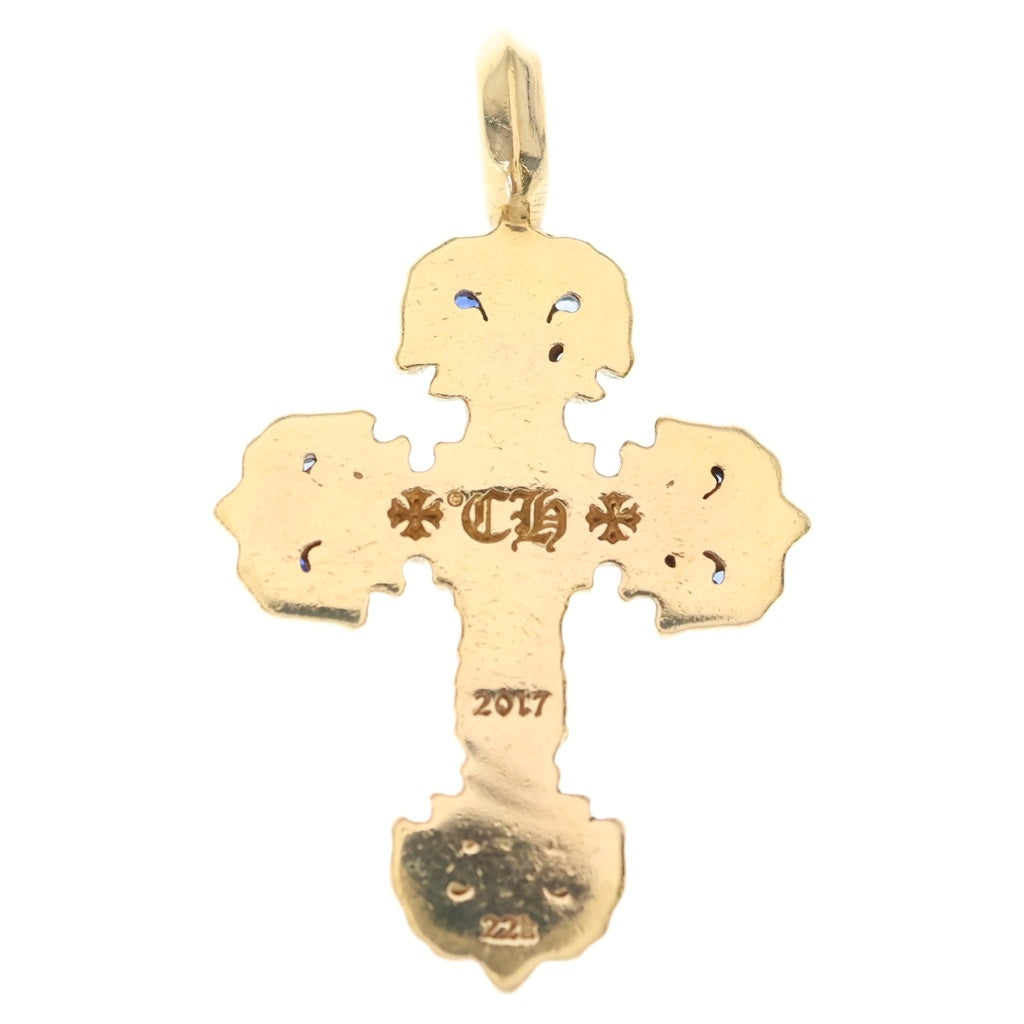 CHROME HEARTS(クロムハーツ) 22K CHARM FILIGREE TINY P SAP B タイニーフィリグリー PAVEブルーサファイアゴールドネックレストップ レディース