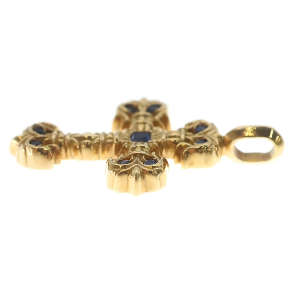 CHROME HEARTS(クロムハーツ) 22K CHARM FILIGREE TINY P SAP B タイニーフィリグリー PAVEブルーサファイアゴールドネックレストップ レディース