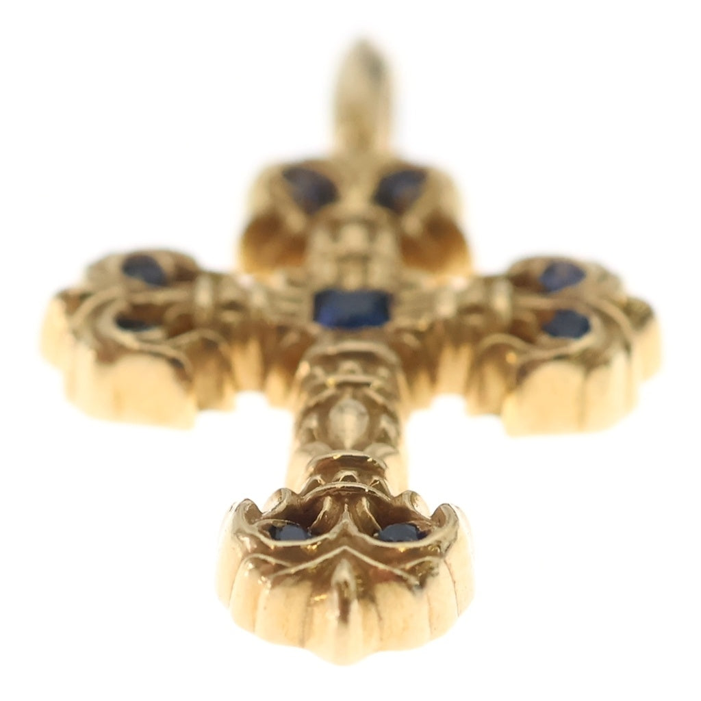 CHROME HEARTS(クロムハーツ) 22K CHARM FILIGREE TINY P SAP B タイニーフィリグリー PAVEブルーサファイアゴールドネックレストップ レディース