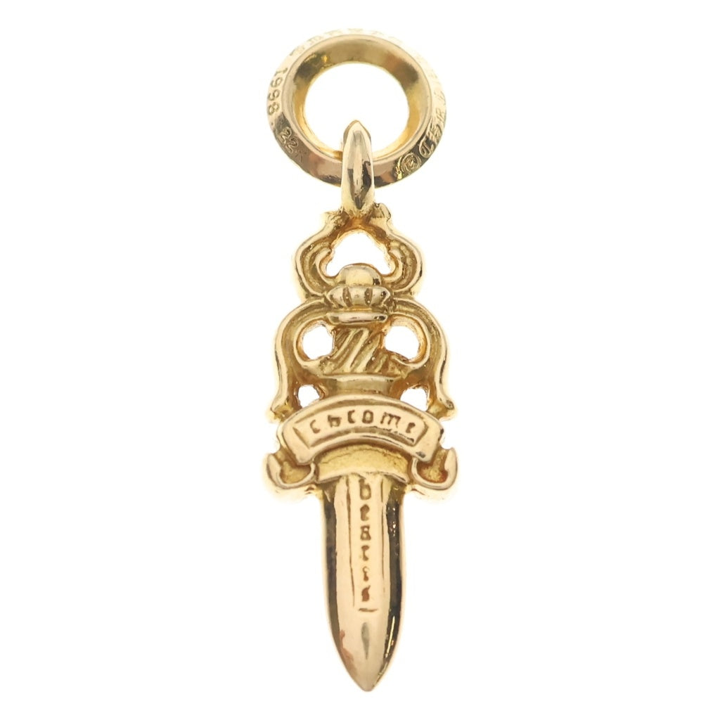 CHROME HEARTS(クロムハーツ) 22K #5DAGGER P SAP #5ダガーチャーム PAVEサファイア ゴールドネックレストップ ‐