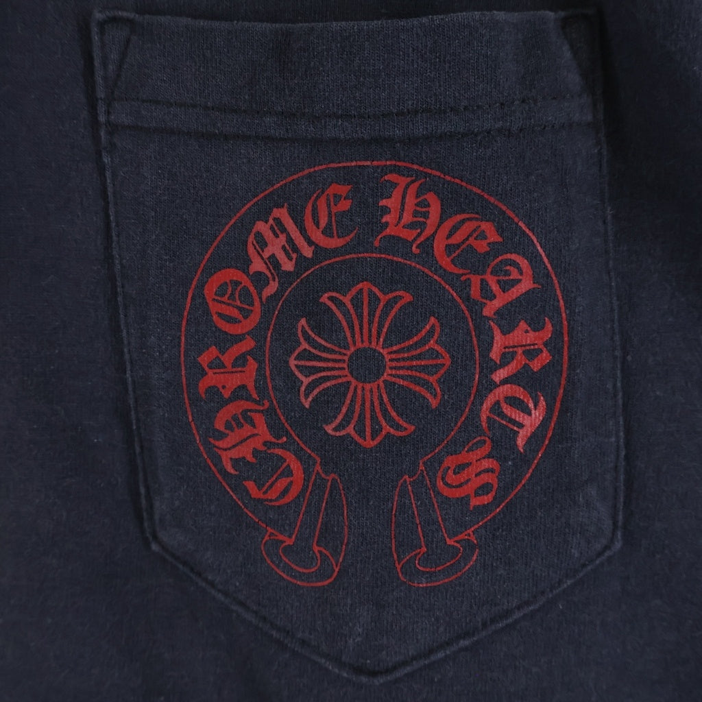 CHROME HEARTS(クロムハーツ) OLD オールド袖フローラル ホースシュープリント 長袖Tシャツカットソー ブラック/レッド