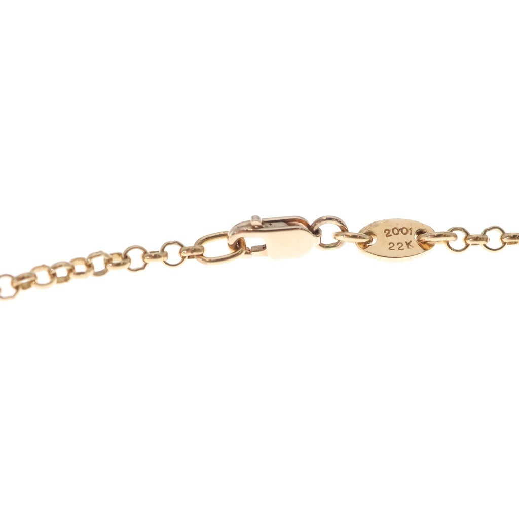 CHROME HEARTS(クロムハーツ) 22K SAFETY PIN R18 1EMRLDセーフティピンロールチェーン エメラルド ゴールドネックレス ‐