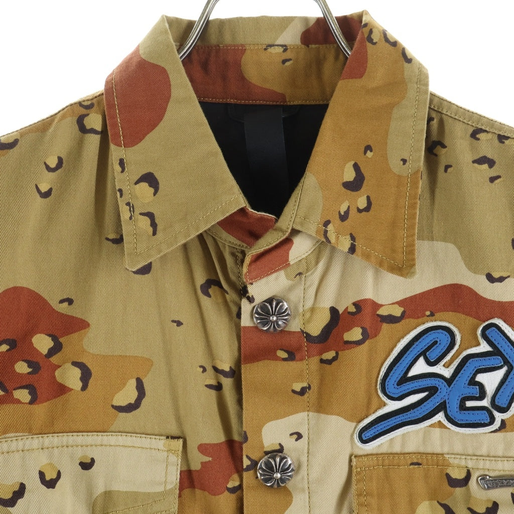 CHROME HEARTS(クロムハーツ) SEX RECORDS SHORT SLEEVE SHIRT CAMO Matty Boyクロスボールボタンカモフラ半袖シャツ ベージュ ‐