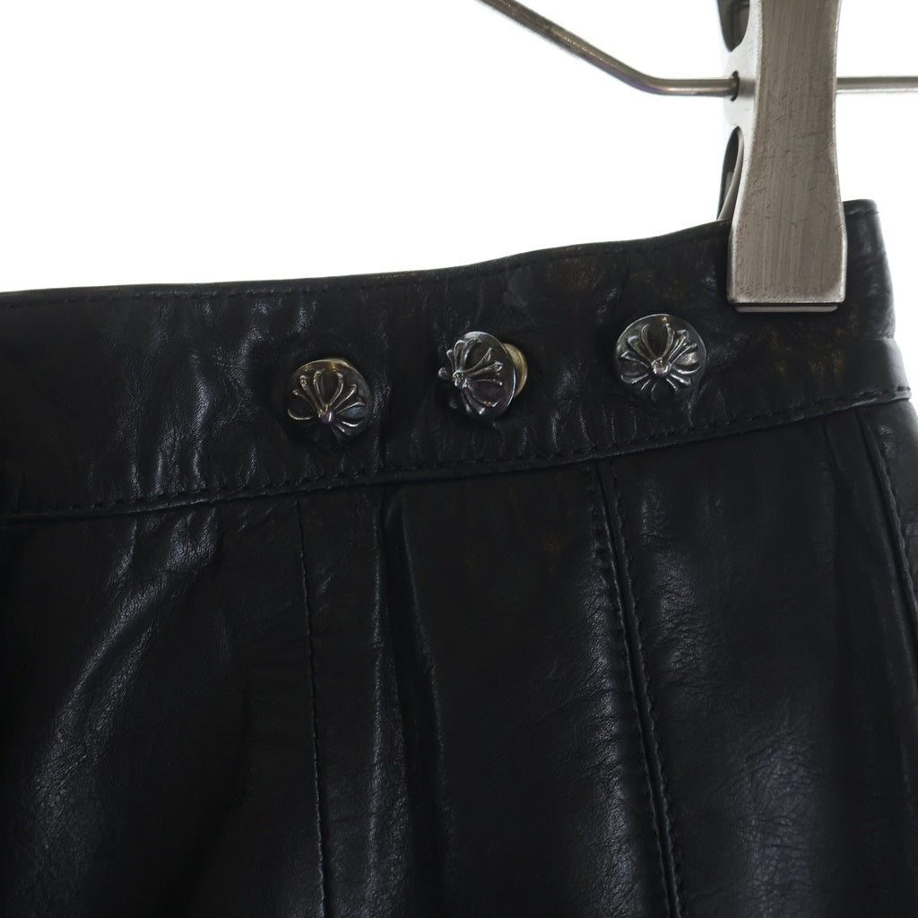 CHROME HEARTS(クロムハーツ) クロスパッチ付き クロスボールレザースカート ブラック ‐ レディース