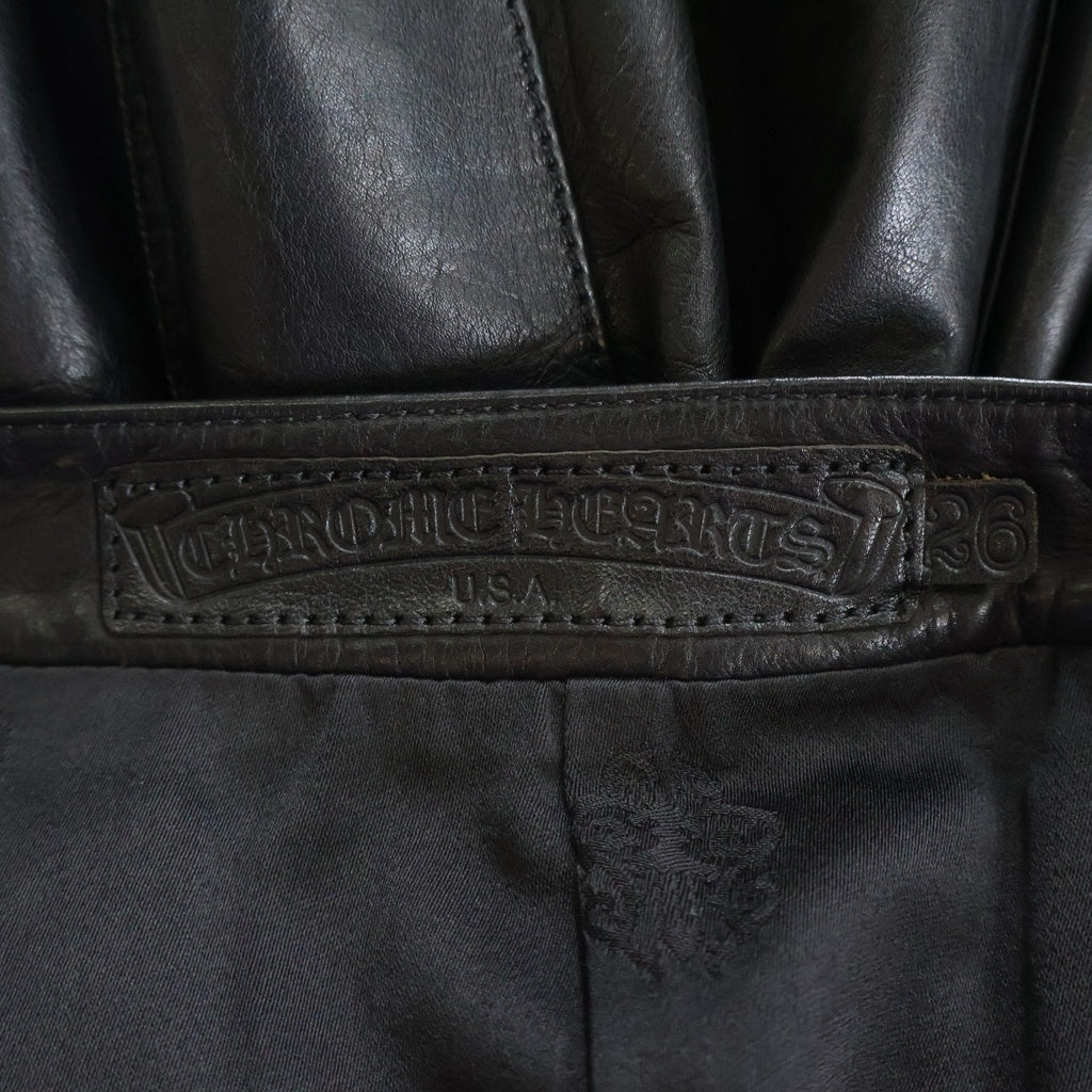 CHROME HEARTS(クロムハーツ) クロスパッチ付き クロスボールレザースカート ブラック ‐ レディース