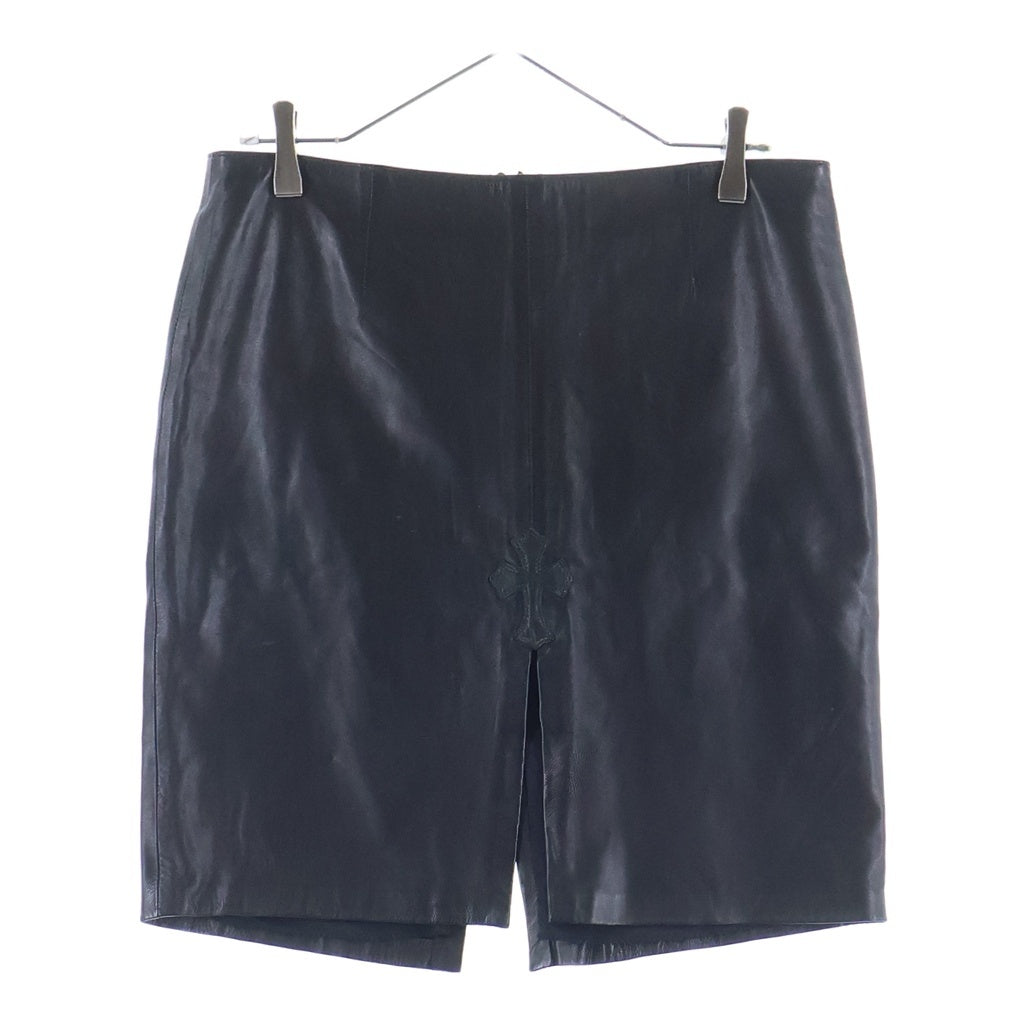 CHROME HEARTS(クロムハーツ) クロスパッチ付き クロスボールレザーショートパンツ ブラック ‐