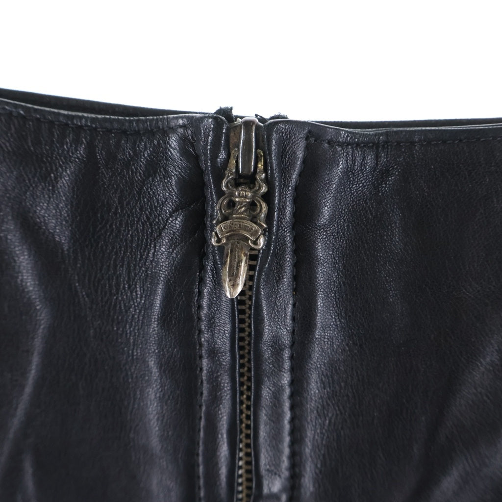 CHROME HEARTS(クロムハーツ) クロスパッチ付き クロスボールレザーショートパンツ ブラック ‐