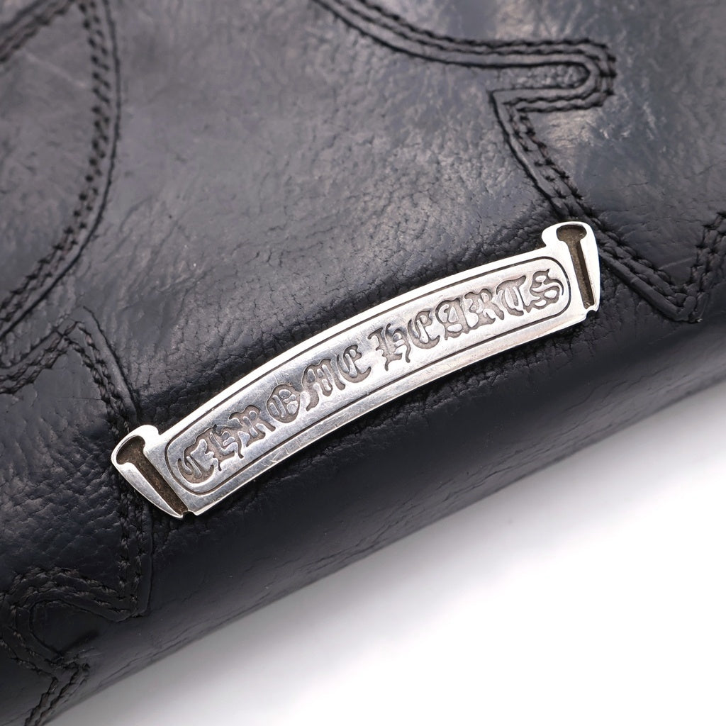 CHROME HEARTS(クロムハーツ) REC F ZIP ダブル フレアニー ラウンドジップ レザー ロングウォレット ブラック ‐