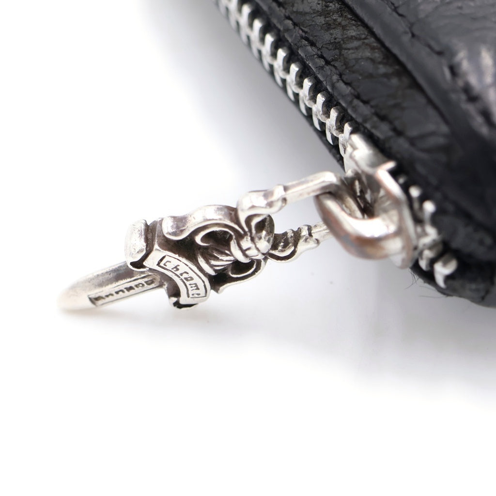 CHROME HEARTS(クロムハーツ) REC F ZIP ダブル フレアニー ラウンドジップ レザー ロングウォレット ブラック ‐