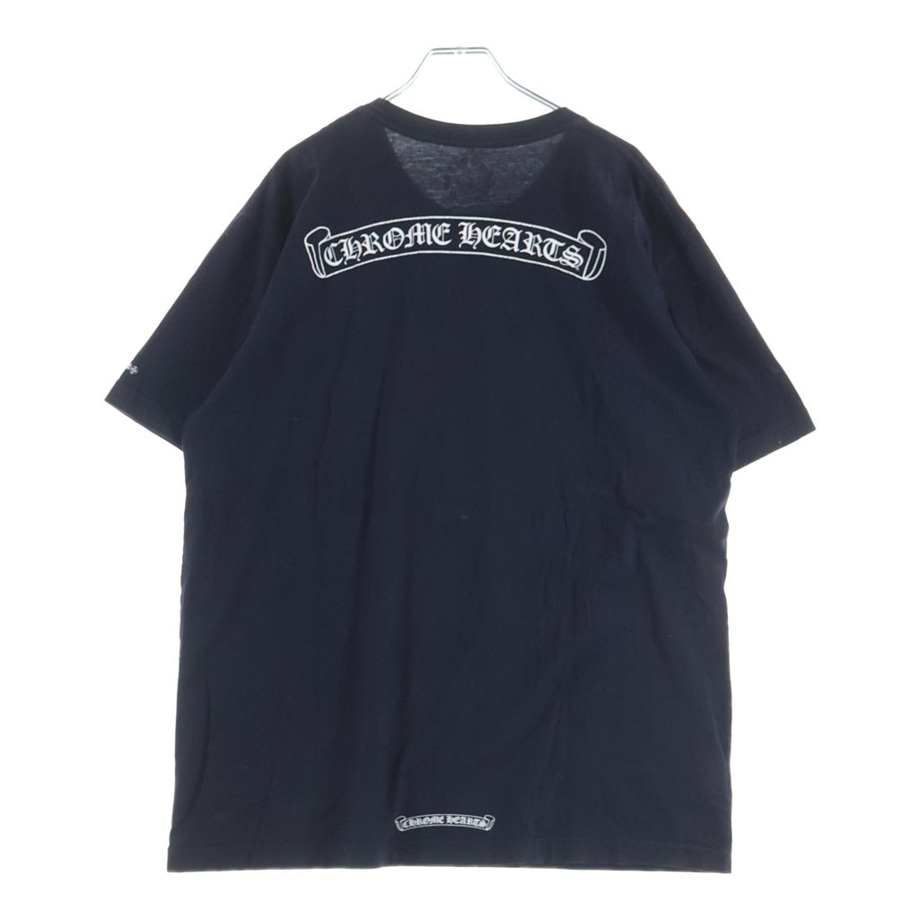 CHROME HEARTS(クロムハーツ) バックスクロールラベルプリント 胸ポケット 半袖Tシャツ カットソー ブラック -