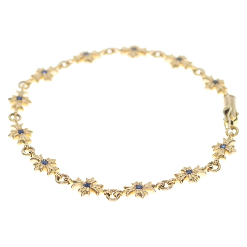 CHROME HEARTS(クロムハーツ) 22K TNY E CH PLS B SAP タイニーECHプラス PAVEブルーサファイア ゴールドブレスレット ‐