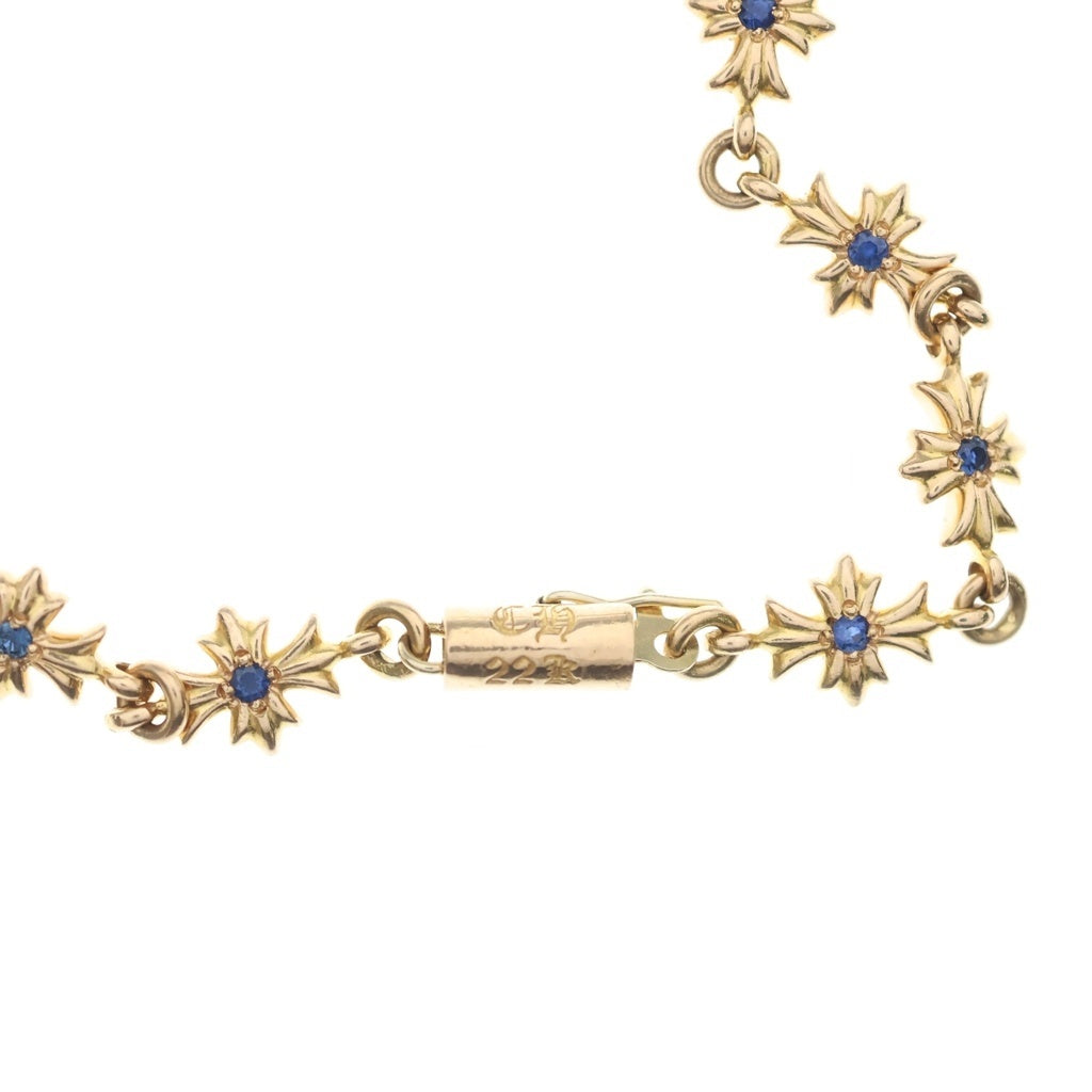 CHROME HEARTS(クロムハーツ) 22K TNY E CH PLS B SAP タイニーECHプラス PAVEブルーサファイア ゴールドブレスレット ‐