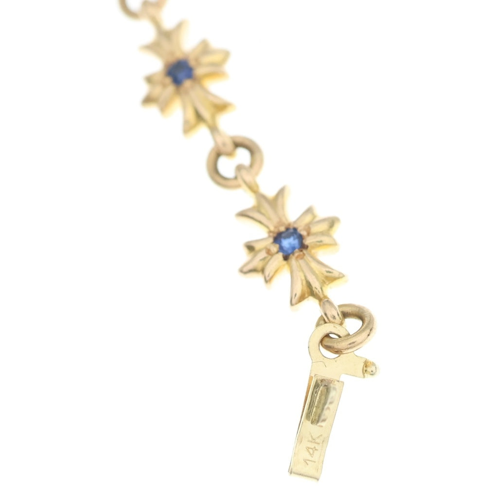CHROME HEARTS(クロムハーツ) 22K TNY E CH PLS B SAP タイニーECHプラス PAVEブルーサファイア ゴールドブレスレット ‐