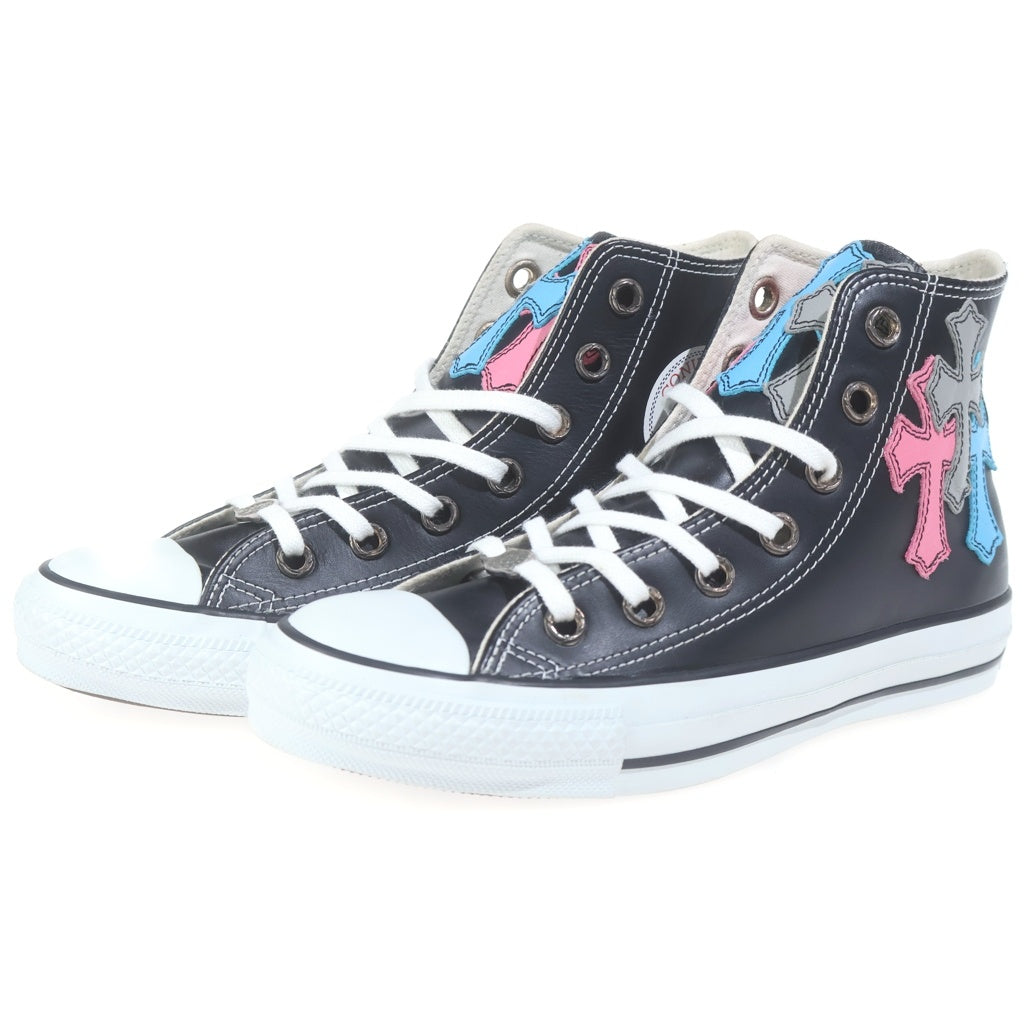 CHROME HEARTS(クロムハーツ) CH CONVERSE LEATHER MULTI CROSS PATCH シルバー装飾 マルチクロスパッチ付き レザーハイカットスニーカー ブラック/マルチ US5/24CM レディース