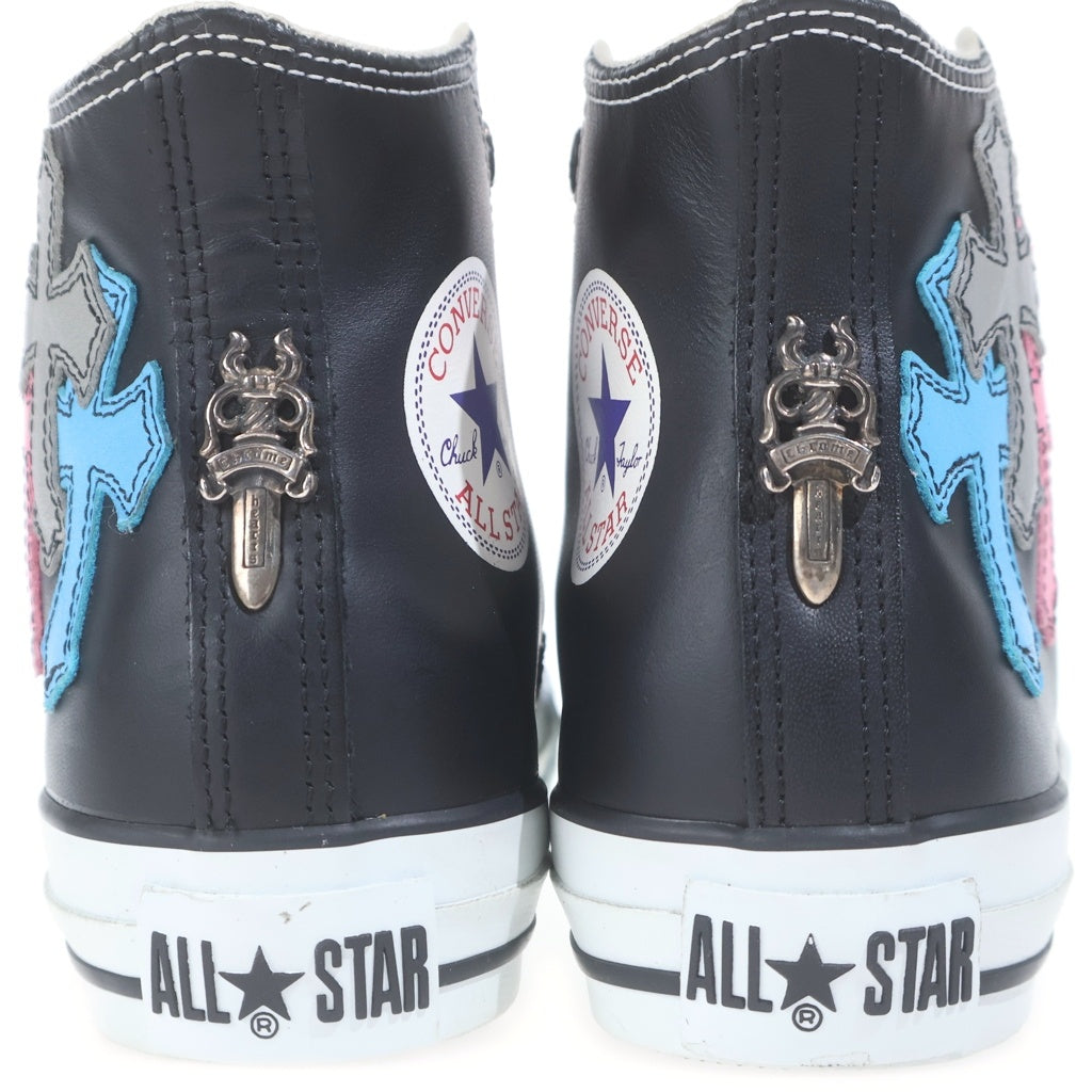 CHROME HEARTS(クロムハーツ) CH CONVERSE LEATHER MULTI CROSS PATCH シルバー装飾 マルチクロスパッチ付き レザーハイカットスニーカー ブラック/マルチ US5/24CM レディース