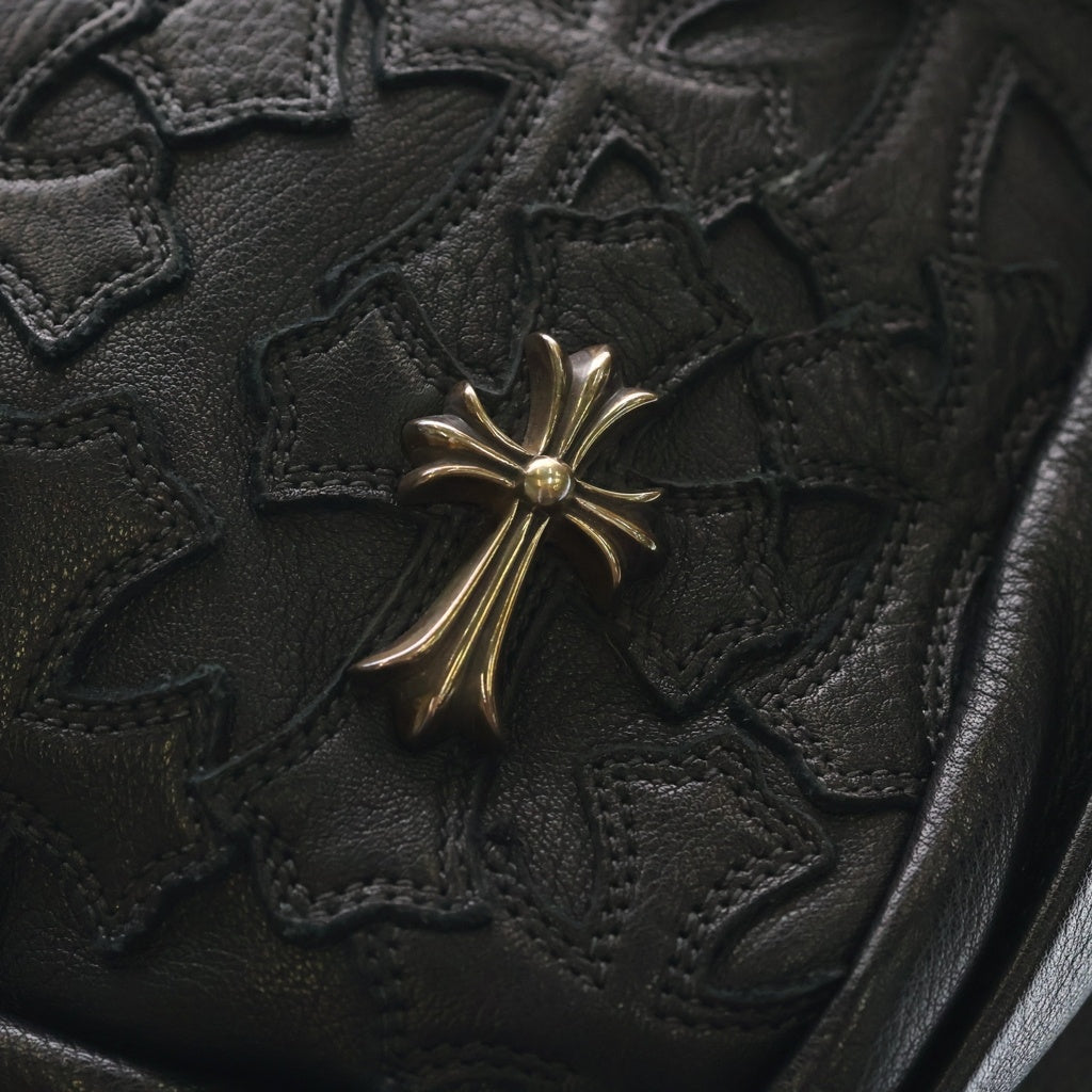 CHROME HEARTS(クロムハーツ) 7TH GRADE セメタリークロスパッチレザーリュック ブラック/シルバー ‐