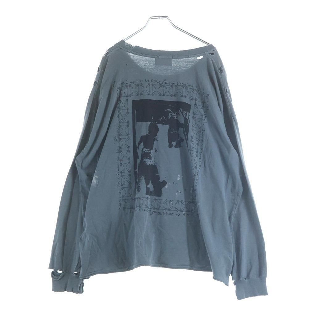 ENFANTS RICHES DEPRIMES(アンファンリッシュデプリメ) 25SS BOY IN CHAINS LS T-SHIRT ボーイ・イン・チェインズ ダメージ加工プリント長袖Tシャツ ブルー