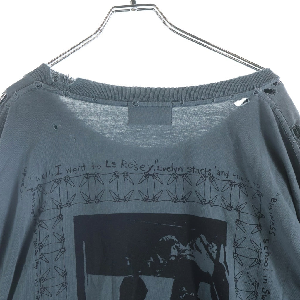 ENFANTS RICHES DEPRIMES(アンファンリッシュデプリメ) 25SS BOY IN CHAINS LS T-SHIRT ボーイ・イン・チェインズ ダメージ加工プリント長袖Tシャツ ブルー