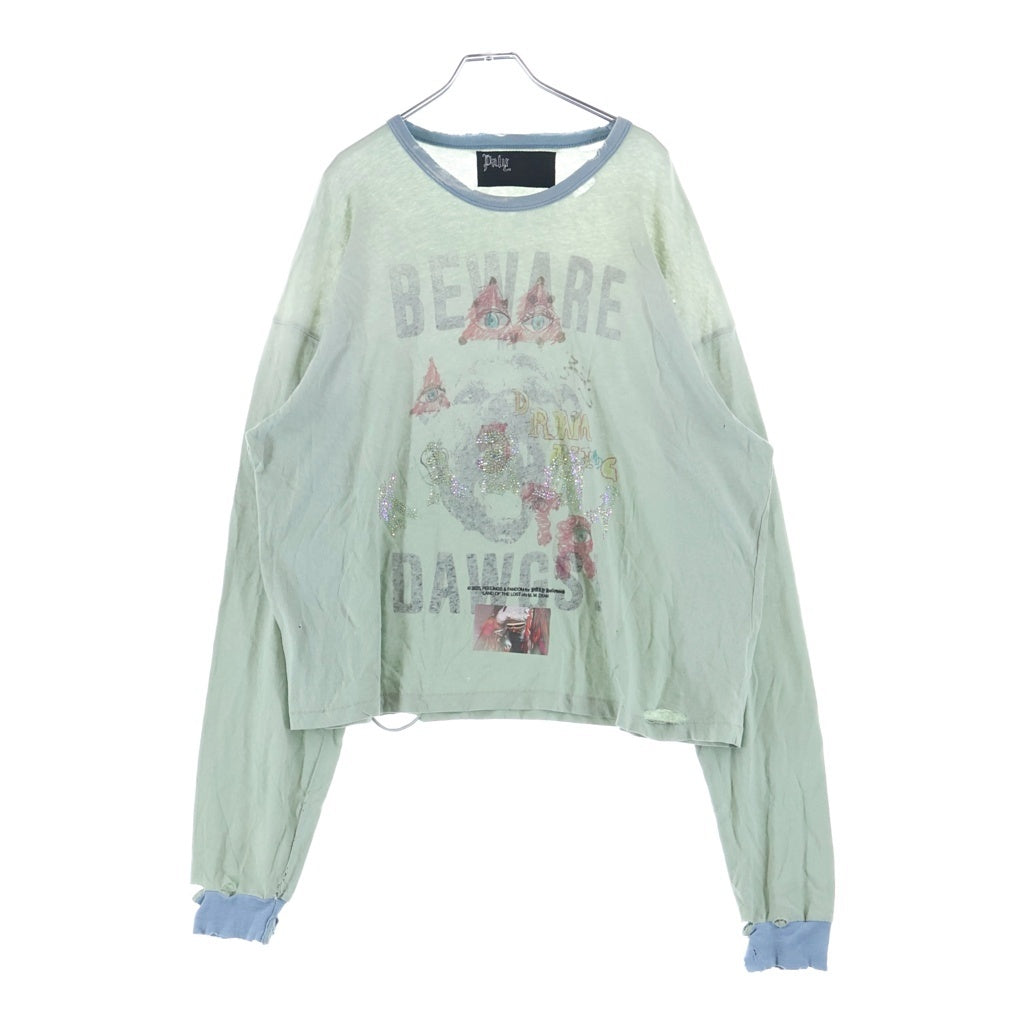 Paly Hollywood(パリーハリウッド) MSTR ME TONAL L/S TEE ストーン装飾 グラフィック長袖カットソー 長袖Tシャツ