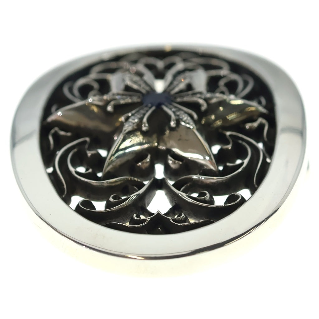 CHROME HEARTS(クロムハーツ) BUCKL OVAL STAR1.5 P DMND B SAP 1.5クラシックオーバルスター PAVEダイヤ ブルーサファイア シルバーバックル -