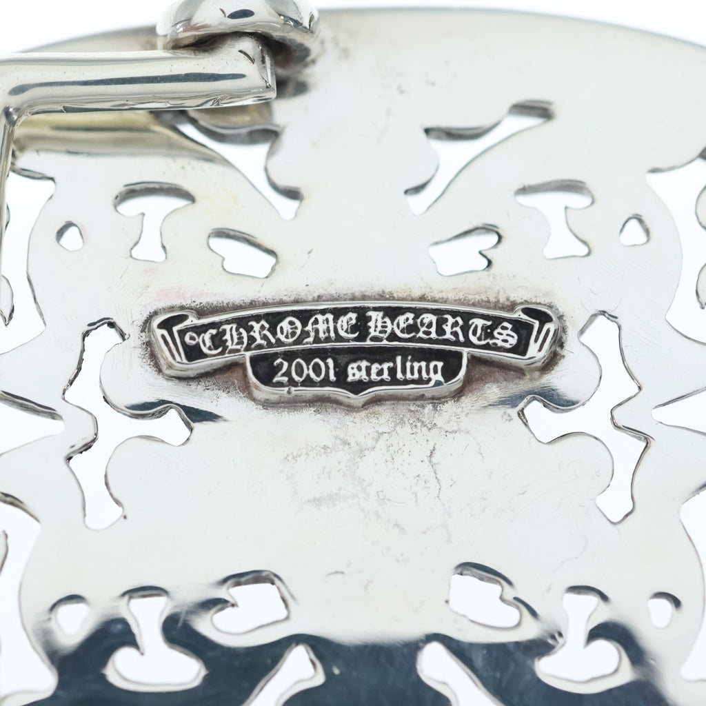 CHROME HEARTS(クロムハーツ) BUCKL OVAL STAR1.5 P DMND B SAP 1.5クラシックオーバルスター PAVEダイヤ ブルーサファイア シルバーバックル -