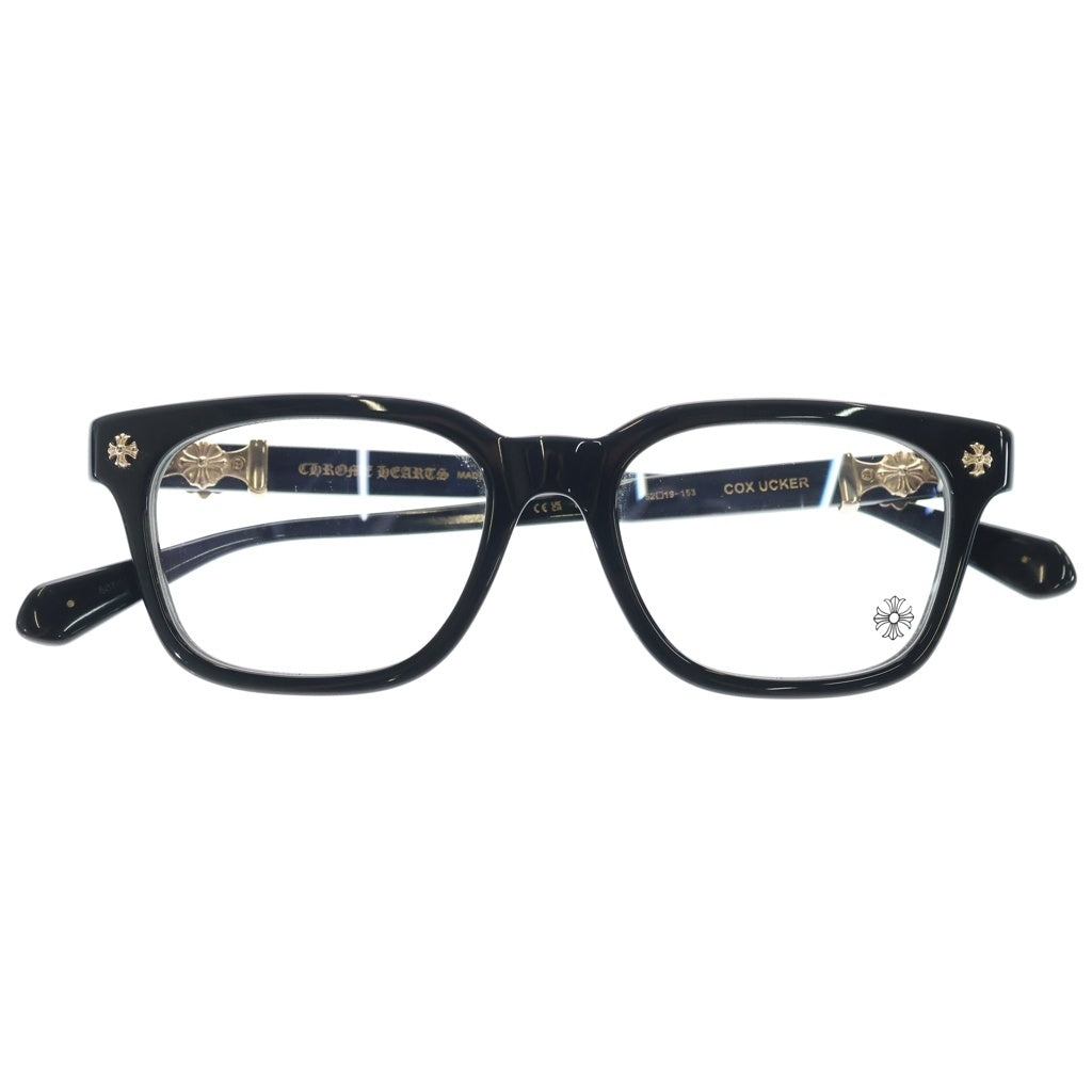 CHROME HEARTS(クロムハーツ) 18KGP COX UCKER P DIA CHクロステンプルPAVEダイヤウェリントン眼鏡 ブラック/ゴールド -