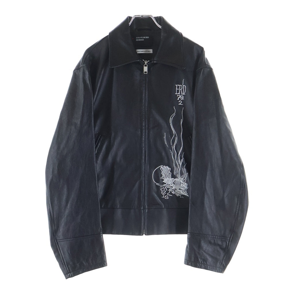 ENFANTS RICHES DEPRIMES(アンファンリッシュデプリメ) Arcane 17 Leather Zio Up Jacket ジップアップ カウレザージャケット ブラッ -