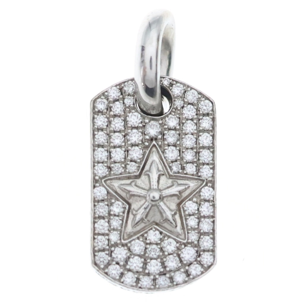 CHROME HEARTS(クロムハーツ) 18K DT TNY CO STAR P D タイニースタードッグタグ PAVEダイヤ チャーム ゴールドネックレストップ ‐