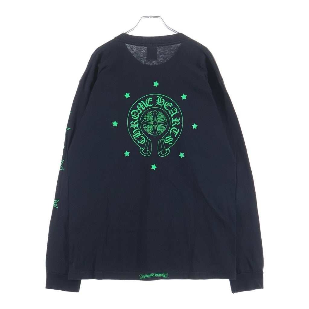 CHROME HEARTS(クロムハーツ) OLD バックCHプラス ホースシュープリント 長袖Tシャツカットソー ブラック/グリーン